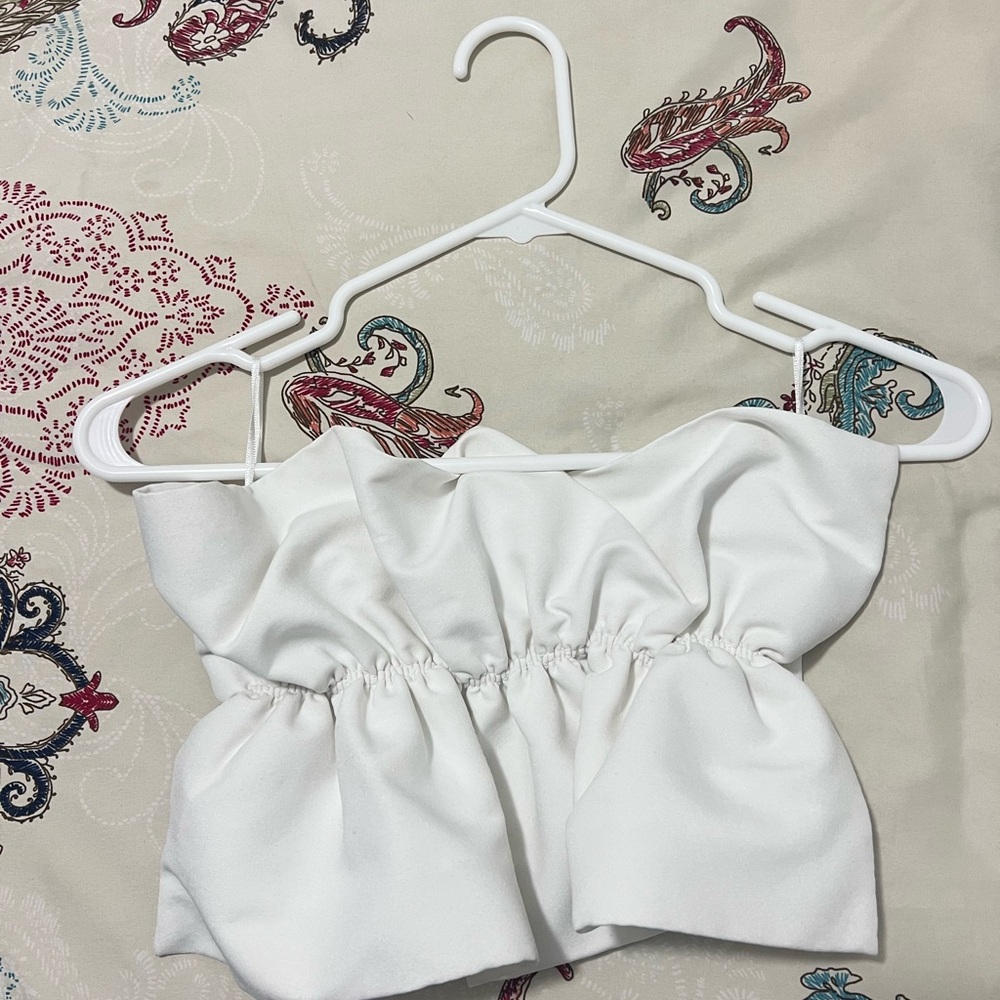 Zara white Strapless crop top